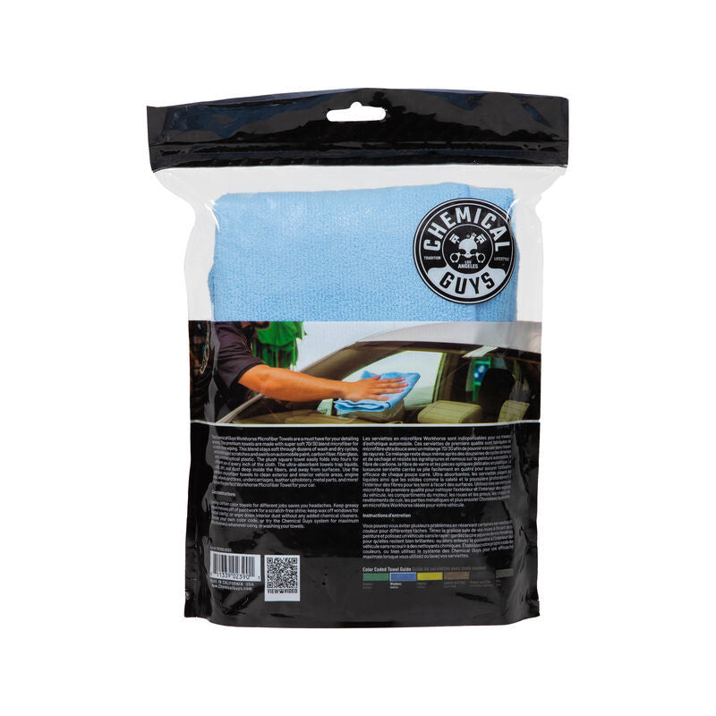 Chemical Guys Workhorse Professional Microfiber Towel - 16in x 16in - Blue - 3 Pack - Racecraft Industries