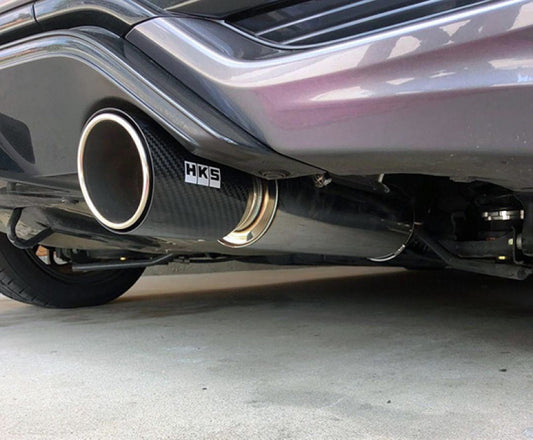 HKS Hi-Power Muffler 2014+ Honda Fit Sport GK5 w/ Carbon Tips - Racecraft Industries