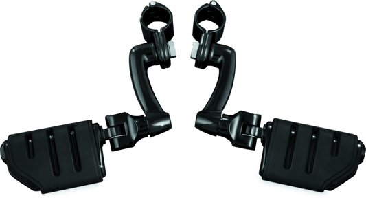 Kuryakyn Longhorn Trident Offset Highway Pegs With 1-1/4 in Clamps Black - Racecraft Industries