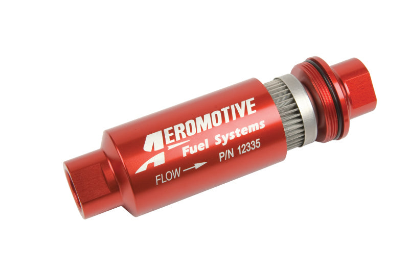 Aeromotive In-Line Filter - AN-10 size - 40 Micron SS Element - Red Anodize Finish - Racecraft Industries