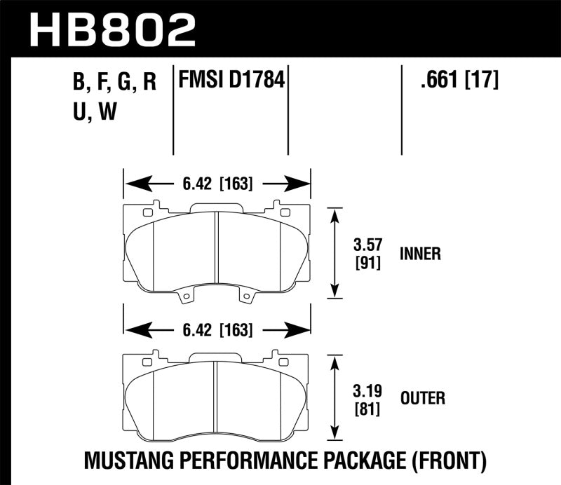 Hawk 15-17 Ford Mustang Performance Pkg (NON GT) HPS Front Brake Pads - Racecraft Industries