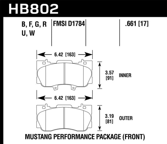 Hawk 15-17 Ford Mustang Performance Pkg (NON GT) HPS Front Brake Pads - Racecraft Industries