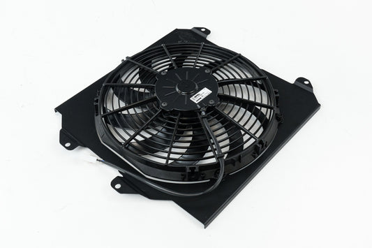 CSF 92-00 Honda Civic All-Aluminum Fan Shroud w/12in SPAL Fan - Black Finish - Racecraft Industries