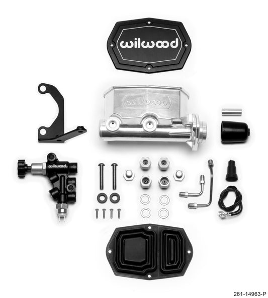 Wilwood Compact Tandem M/C - 1in Bore - w/Bracket and Valve - Ball Burnished - Racecraft Industries