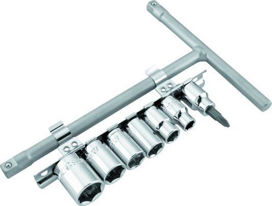 BikeMaster 3/8in Drive T-handle Set (8mm/10mm/12mm/13mm/14mm/17mm/#2 Phillips) - Racecraft Industries