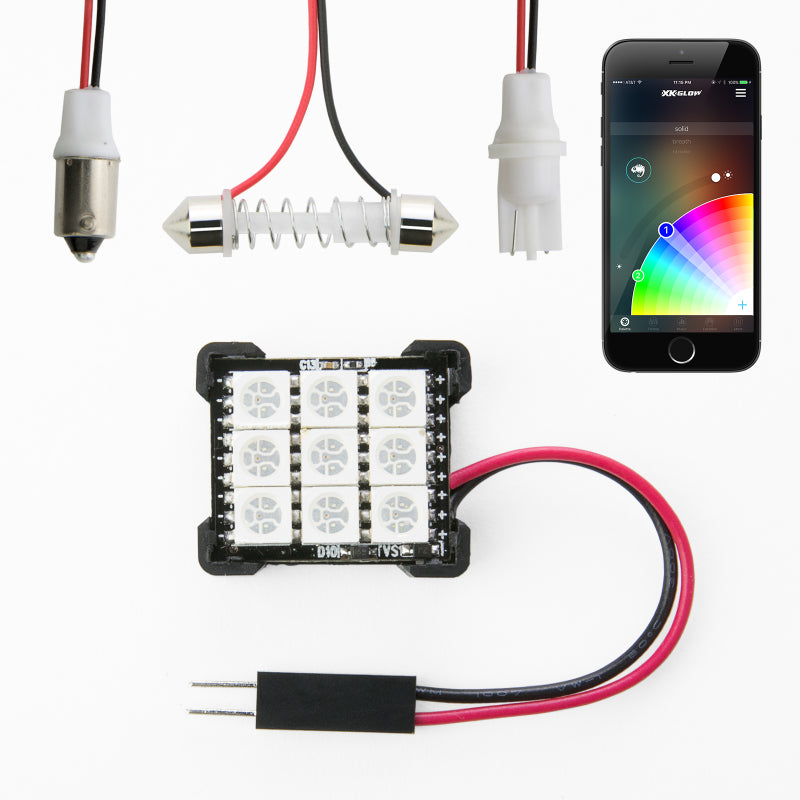 XK Glow RGB Festoon LED Panel XKchrome Bluetooth App Controlled Dome Bulb - Racecraft Industries