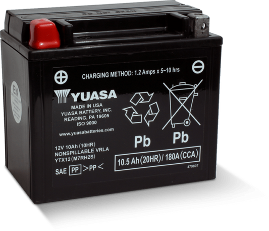 Yuasa YTX12 Maintenance Free AGM 12-Volt Battery - Racecraft Industries