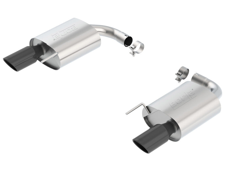 Borla S-Type Rear Section 15-17 Ford Mustang GT 5.0L V8 MT/AT 2.5in pipe 4in tip (Black Chrome) - Racecraft Industries