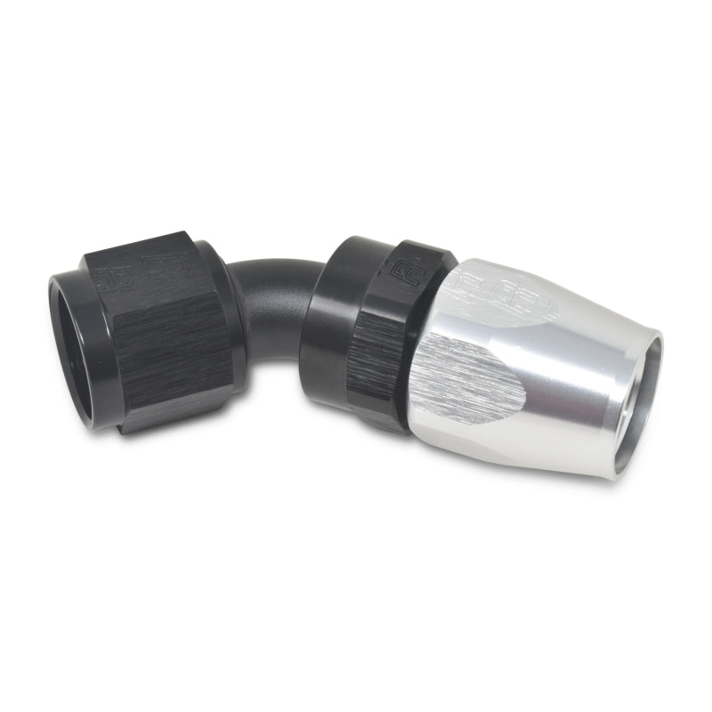 Russell Performance -6 AN Black/Silver 45 Degree Full Flow Hose End - Racecraft Industries