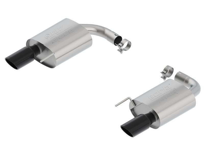Borla Atak S Rear Section 15-17 Ford Mustang GT 5.0L V8 MT/AT 2.5in pipe 4in tip (Black Chrome) - Racecraft Industries