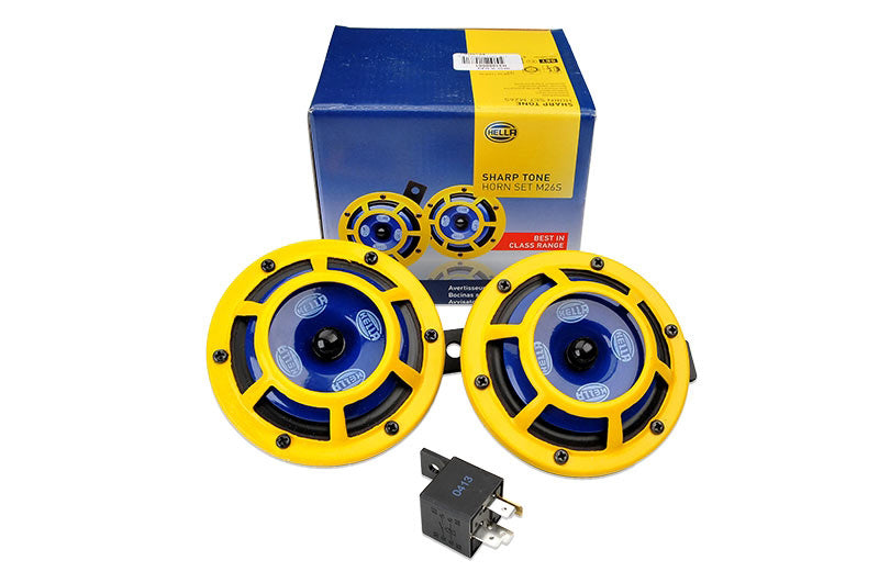 Hella Sharptone Horn Kit 12V 415/350Hz Yellow (3BB922000731 = H31000001) (Min Qty 360) - Racecraft Industries