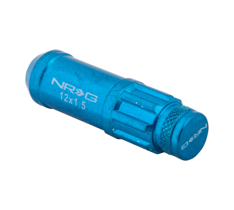 NRG 700 Series M12 X 1.5 Steel Lug Nut w/Dust Cap Cover Set 21 Pc w/Locks & Lock Socket - Blue - Racecraft Industries