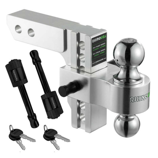 Rhino USA 6In Heavy Duty Drop Hitch - 2In (Silver) - Racecraft Industries