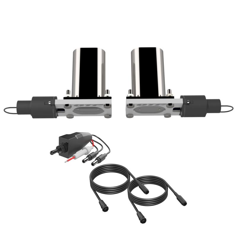 QTP Bolt-On QTEC Dual Low Profile Oval Electric Cutout Valves - Pair - Racecraft Industries