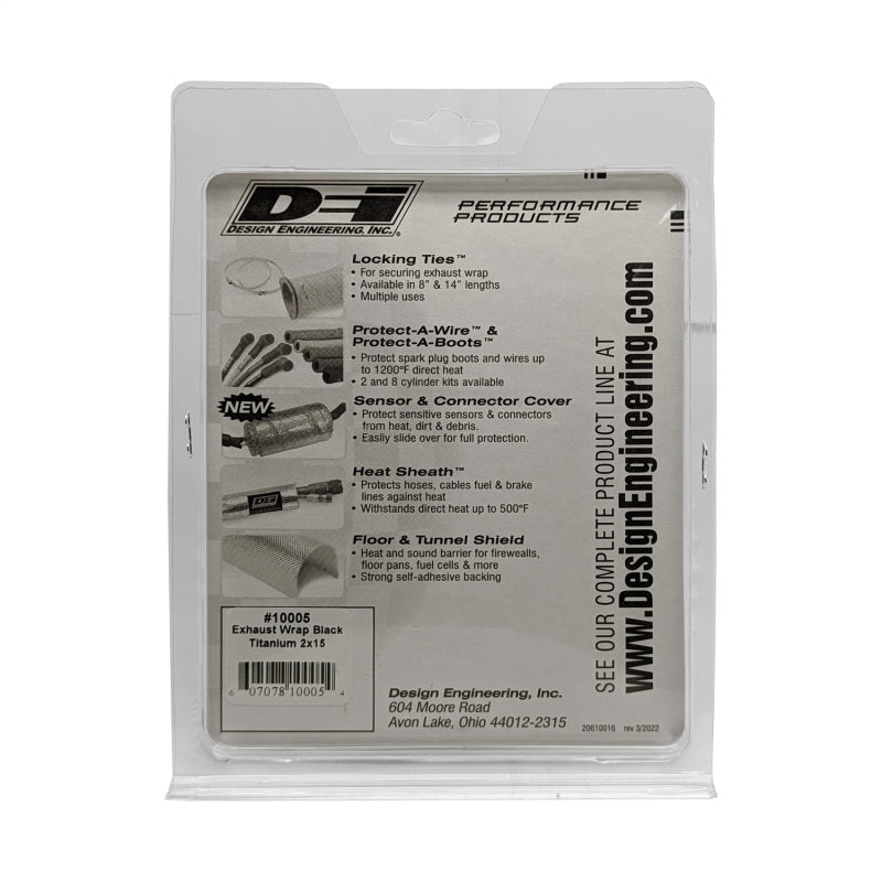 DEI Exhaust Wrap 2in x 15ft - Titanium - Black - Racecraft Industries
