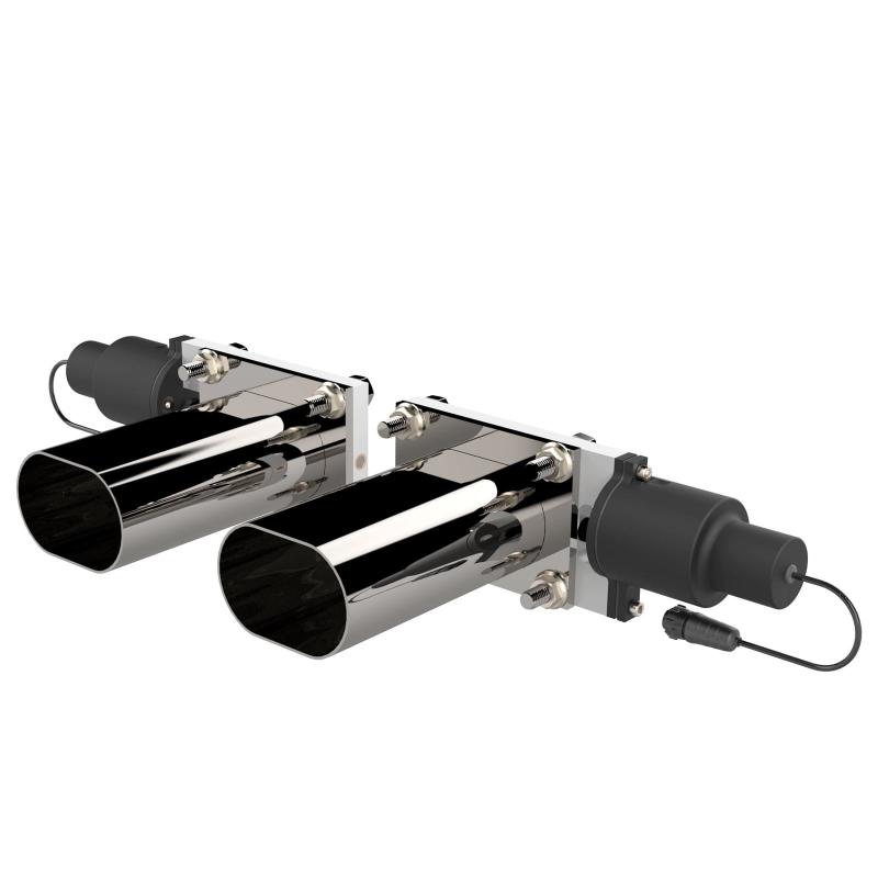 QTP Bolt-On QTEC Dual Low Profile Oval Electric Cutout Valves - Pair - Racecraft Industries