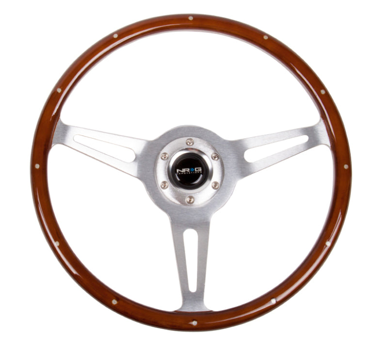 NRG Classic Wood Grain Steering Wheel (365mm) Wood w/Metal Inserts & Brushed Alum. 3-Spoke Center - Racecraft Industries