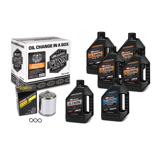 Maxima V-Twin Oil Change Kit Mineral w/Chrome Filter Evolution - Racecraft Industries