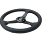 NRG Sport Steering Wheel (350mm / 1.5in Deep) Black Leather Black Stitch w/Matte Black Solid Spokes - Racecraft Industries