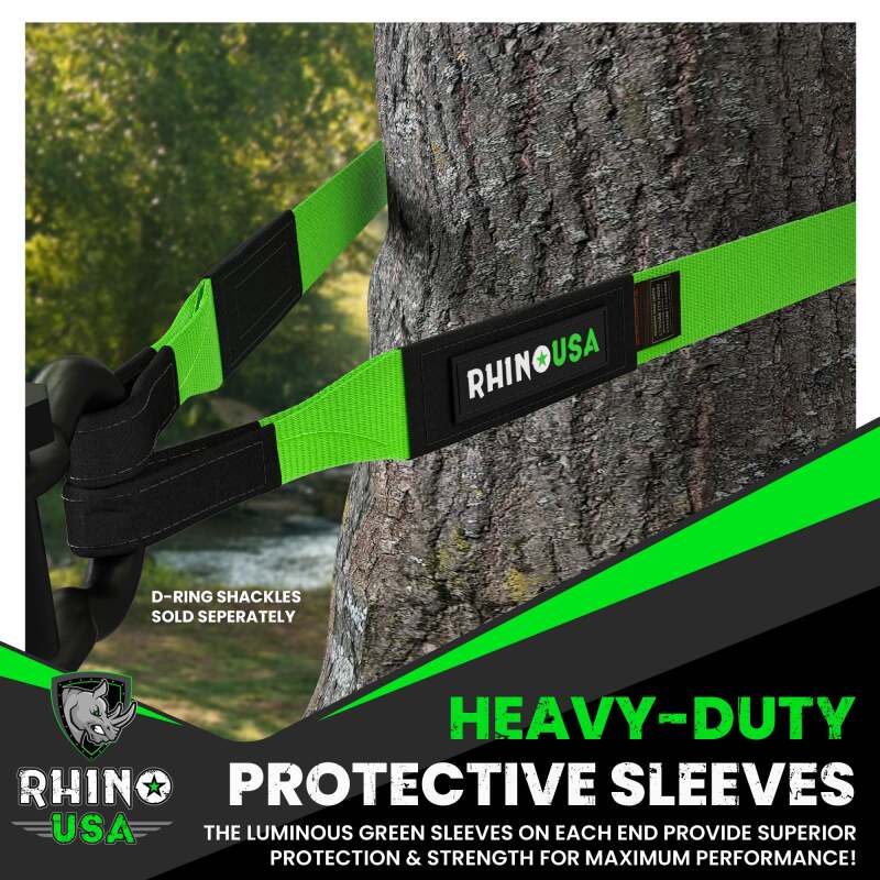 Rhino USA Recovery Tow Strap 3Inx30Ft (Green) - Racecraft Industries