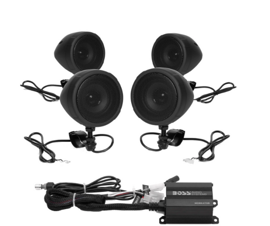 Boss Audio Systems Motorcycle Speaker Amplifier/ Bluetooth/ 3in Speakers 2 Pair- Black - Racecraft Industries