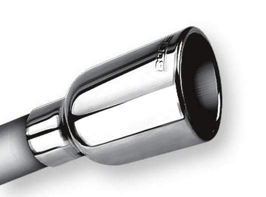 Borla 2.25in Inlet 3.19in Round Rolled Angle Cut Outlet x 5in Long Embossed Tip - Racecraft Industries