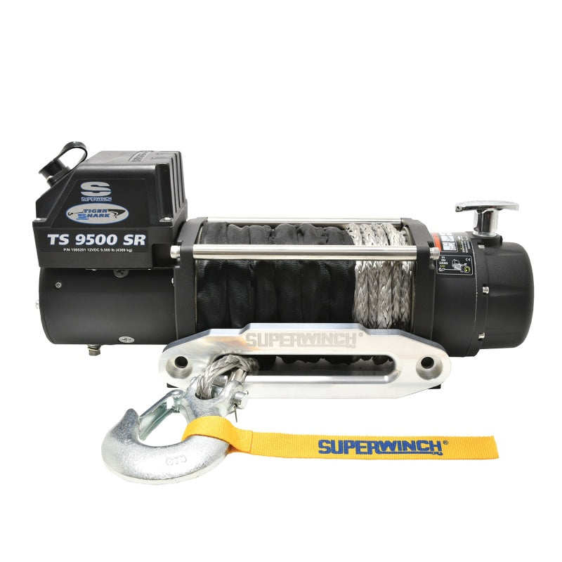 Superwinch 9500 LBS 12V DC 3/8in x 80ft Synthetic Rope Tiger Shark 9500 Winch - Racecraft Industries