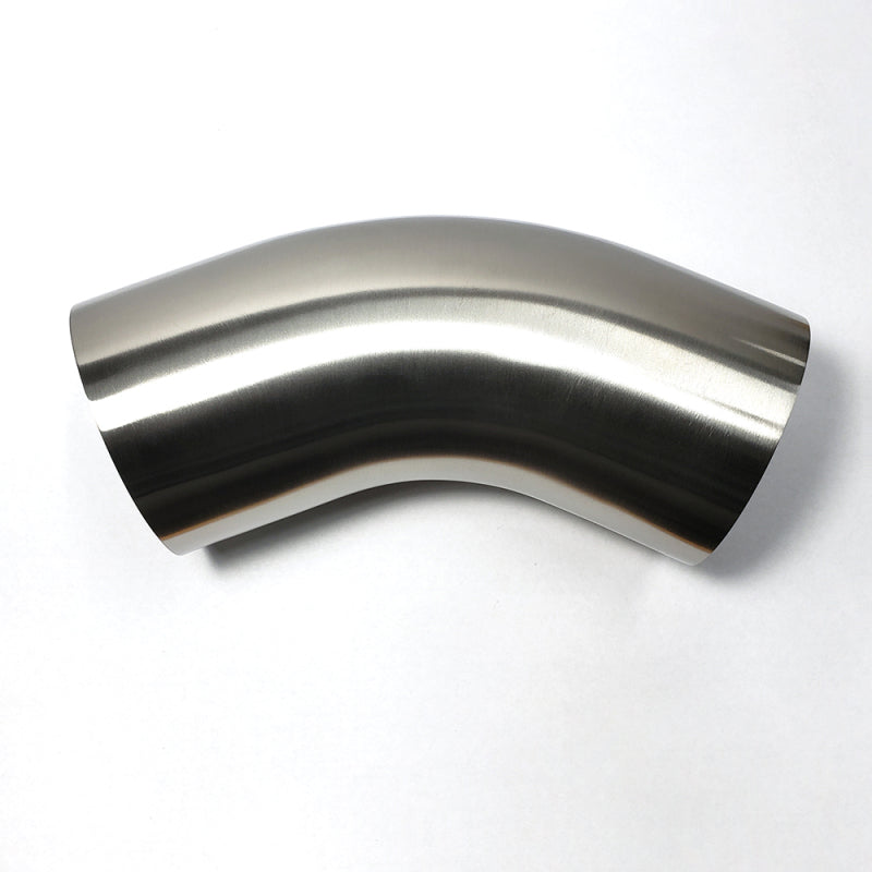 Stainless Bros 3.5in 304 SS 45 Degree Bend Elbow - 1D / 3.5in CLR - 16GA /.065in Wall - Leg - Racecraft Industries