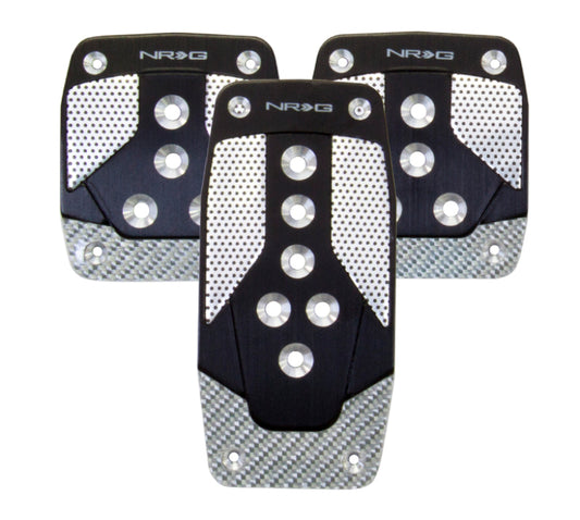 NRG Aluminum Sport Pedal M/T - Black w/Silver Carbon - Racecraft Industries