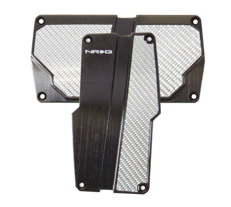 NRG Brushed Aluminum Sport Pedal A/T - Black w/Silver Carbon - Racecraft Industries