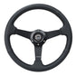 NRG Sport Steering Wheel (350mm / 1.5in Deep) Black Leather Black Stitch w/Matte Black Solid Spokes - Racecraft Industries