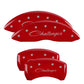 MGP 4 Caliper Covers Engraved Front & Rear Cursive/Challenger Red finish silver ch - Racecraft Industries