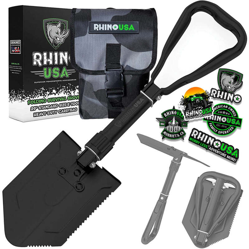 Rhino USA Folding Recovery Shovel W/Pick - Racecraft Industries