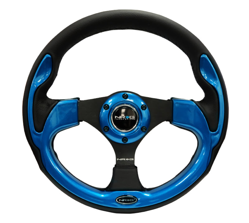 NRG Reinforced Steering Wheel (320mm) Blk w/Blue Trim - Racecraft Industries