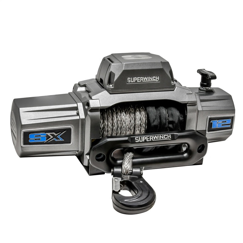 Superwinch 12000 LBS 12V DC 3/8in x 80ft Synthetic Rope SX 12000SR Winch - Graphite - Racecraft Industries