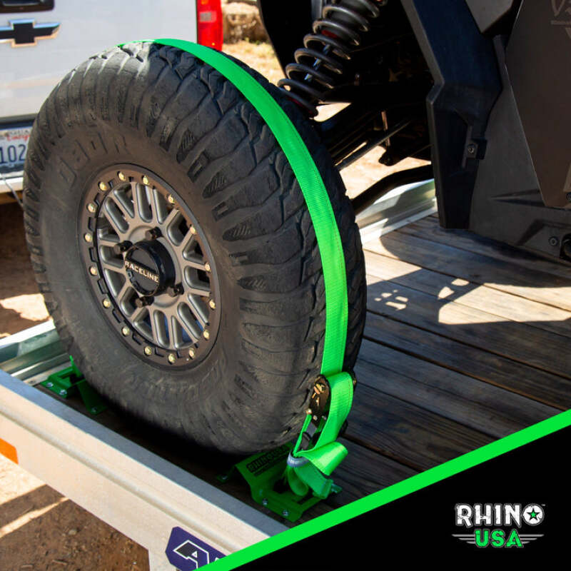Rhino USA Utv Wheel Chock Tie-Down Kit (4-Wheel Kit) (Green) - Racecraft Industries