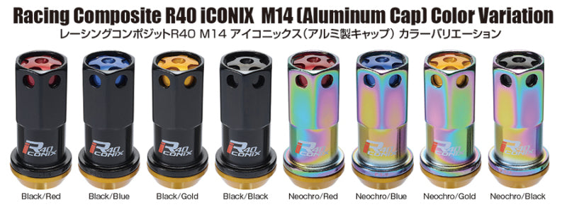 Project Kics 14x1.50 R40 Iconix Lock & Lug Nuts - Neo Chrome w/Gold Cap (16+4 Locks) - Racecraft Industries