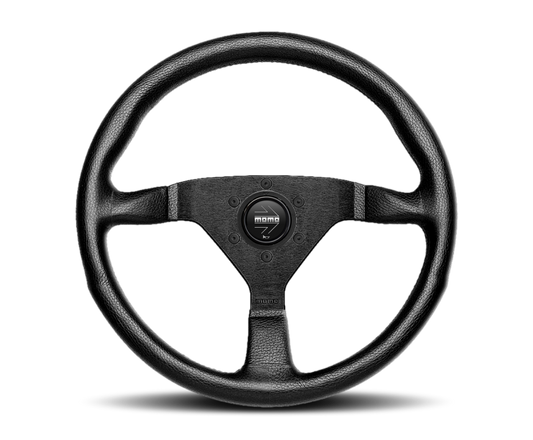 Momo Montecarlo Steering Wheel 350 mm - Black Leather/Red Stitch/Black Spokes - Racecraft Industries