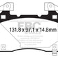 EBC 14+ Cadillac CTS Vsport 3.6 Twin Turbo Redstuff Front Brake Pads - Racecraft Industries