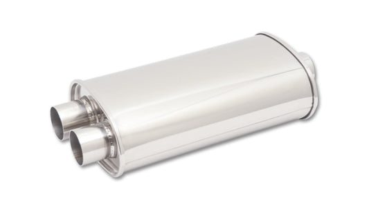 Vibrant StreetPower Oval Muffler 5in x 9in x 15in - 3in inlet/Dual Outlet (Center In - Dual Out) - Racecraft Industries