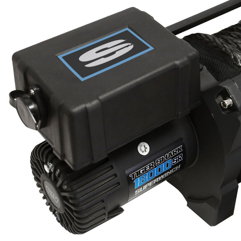 Superwinch 18000 LBS 12V DC 33/64in x 79 ft Synthetic Rope Tiger Shark 18000SR Winch - Racecraft Industries