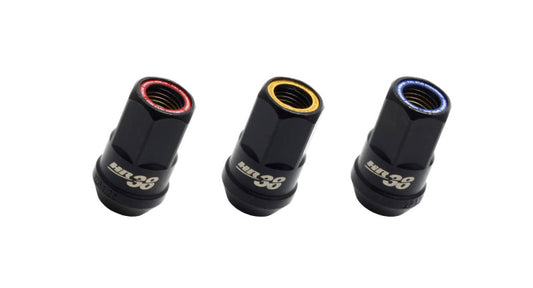Wheel Mate Muteki HR38 Open End Lug Nuts 12x1.50 Black Chrome / Blue Ring - Racecraft Industries