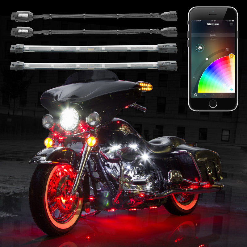 XK Glow Strip Million Color XKCHROME Smartphone App ATV/Motorcycle LED Light Kit 6xPod + 2x10In - Racecraft Industries