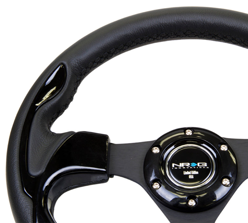 NRG Reinforced Steering Wheel (320mm) Blk w/Gloss Black Trim - Racecraft Industries