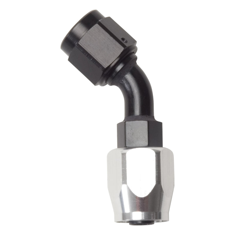 Russell Performance -6 AN Black/Silver 45 Degree Full Flow Hose End - Racecraft Industries