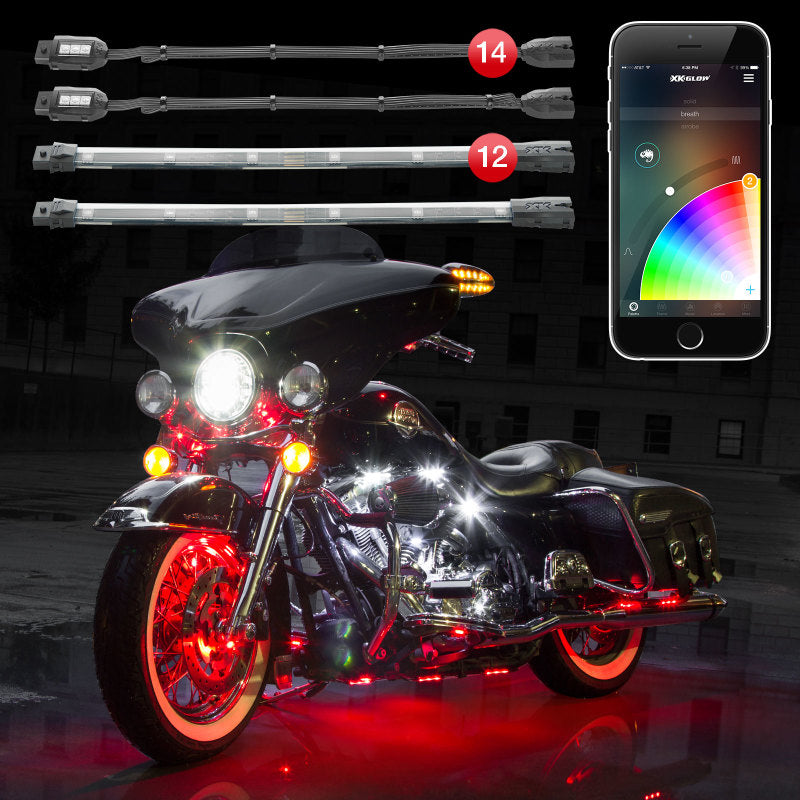 XK Glow Strip Million Color XKCHROME ATV/Motorcycle LED Accent Light Kit (14xPod + 12x10In) - Racecraft Industries