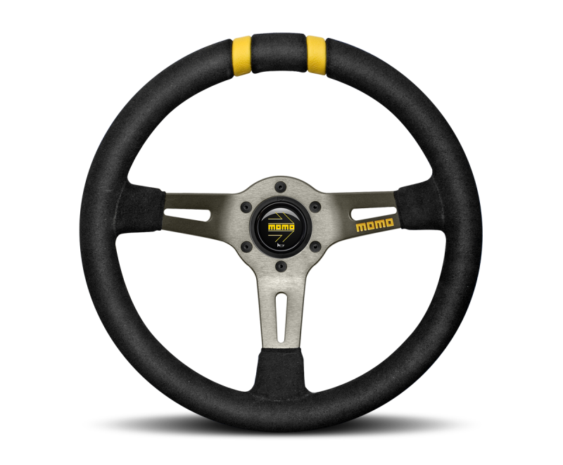 Momo MODDRIFT Steering Wheel 330 mm - Black Suede/Anth Spokes/2 Stripes - Racecraft Industries