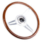 NRG Classic Wood Grain Steering Wheel (365mm) Wood w/Metal Inserts & Brushed Alum. 3-Spoke Center - Racecraft Industries