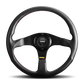 Momo Tuner Steering Wheel 350 mm - Black Leather/Red Stitch/Black Spokes - Racecraft Industries