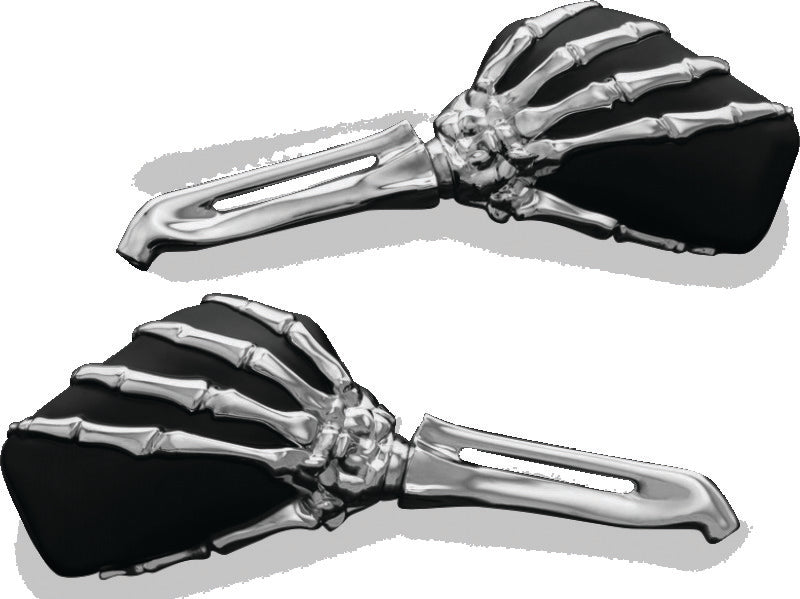 Kuryakyn Skeleton Hand Mirrors Chrome/Black - Racecraft Industries